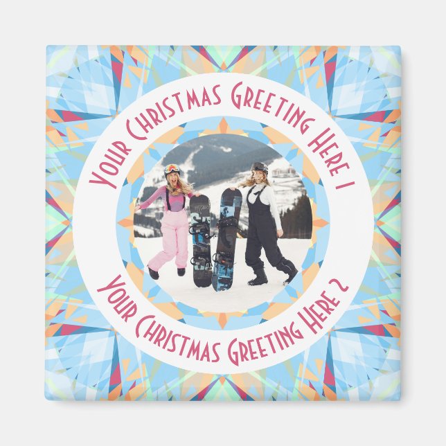 Custom Christmas Star Winter Blue Foto Gruß Magnet (Vorne)