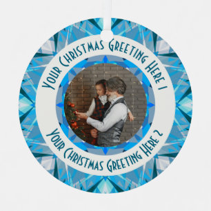 Custom Christmas Star Winter Blue Foto Gruß Ornament Aus Metall