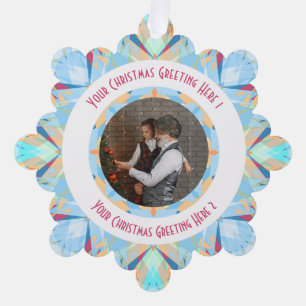 Custom Christmas Star Winter Blue Foto Gruß Ornament Karte