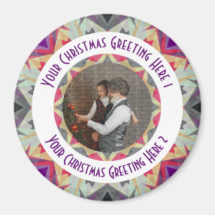 Custom Christmas Star Winter Grau Foto Gruß Magnet