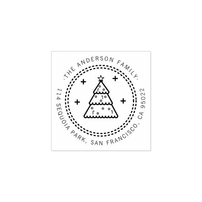 Custom Christmas Tree Family Name Rücksendeadresse Gummistempel (Prägung)