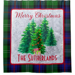 Custom Christmas Trees Scottish Sutherland Clan Duschvorhang