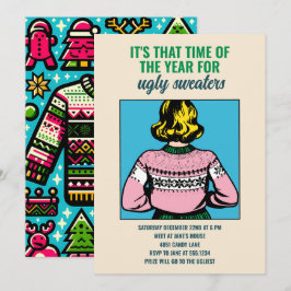 Custom Christmas Ugge Sweater Party Pop Art Einladung