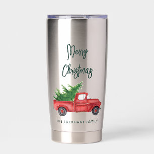 Custom Christmas Vintag Red Truck Urlaub Thermobecher