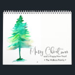Custom Christmas Watercolor Pine Persönliche Fotos Kalender<br><div class="desc">In diesem Design werden Aquarellkiefer und ein schöner Schrifttyp verwendet. Personalisieren Sie mit Ihrem Familiennamen und passen Sie jeden Monat Ihre Fotos Ihrer Wahl an. Finden Sie die anderen Teile dieser Sammlung,  um das Paket zu vervollständigen.</div>
