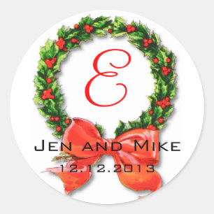 Custom Christmas Wedding Monogram E Aufkleber