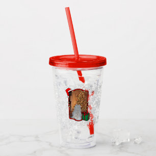 Custom Christmas Weihnachtsmannmütze Pet Zwei Foto Acryltrinkbecher