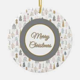 Custom, Christmas Winter Trees Rustic Keramik Ornament