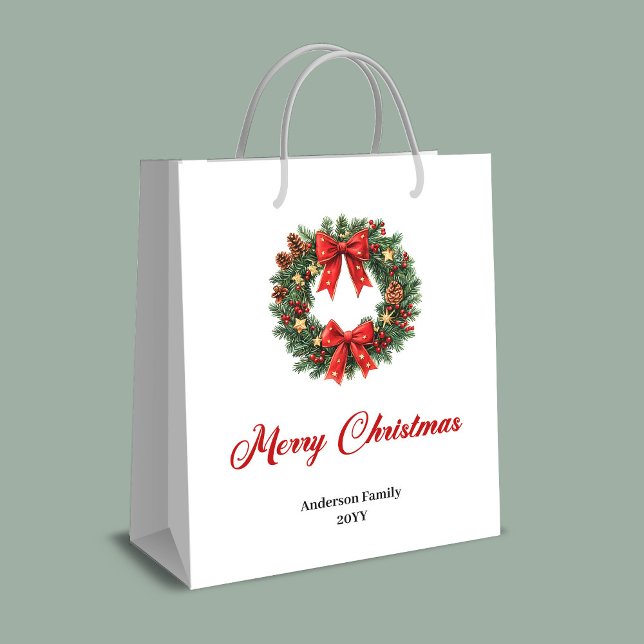 Custom Christmas wreath bag with elegant design  Mittlere Geschenktüte (Custom Christmas wreath bag with elegant design look)