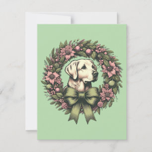 Custom Christmas Yellow Labrador Wreath Karte