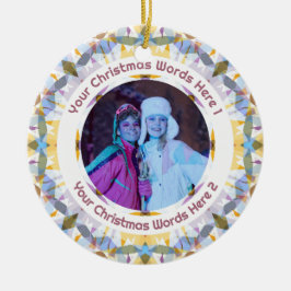 Custom Christmas Yellow Purple Family Photo Gift Keramik Ornament