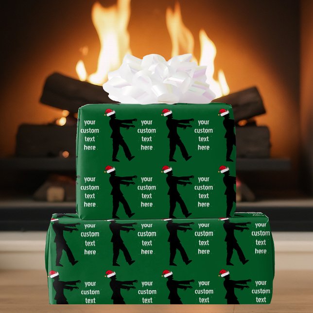 Custom Christmas Zombie Green Geschenkpapier (Von Creator hochgeladen)