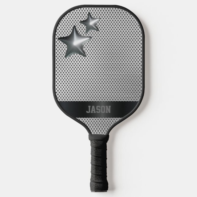 Custom Chrome Star Metallic Personalisiert Pickleball Schläger (Vorderseite)