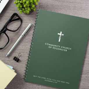 Custom Church Sermon Modern Cross Green Faith Notizblock