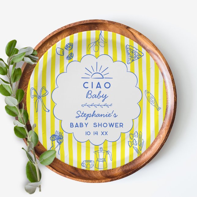 Custom Ciao Baby Italienisches Themed Baby Dusche  Pappteller (Von Creator hochgeladen)