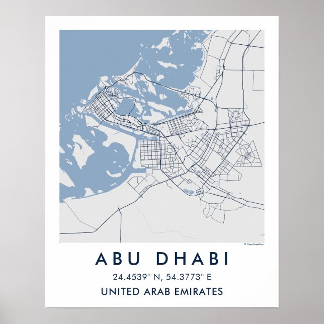Custom City Map Abu Dhabi UAE Wall Art Poster (Vorne)