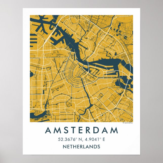 Custom City Map Amsterdam Netherlands Poster (Vorne)