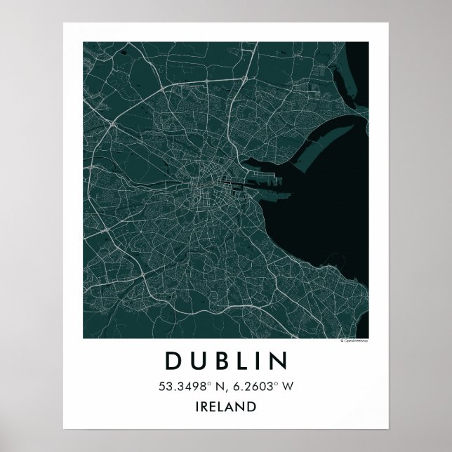 Custom City Map Dublin Ireland Wall Art Poster (Vorne)