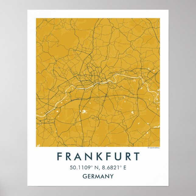 Custom City Map Frankfurt Germany Wall Art Poster (Vorne)