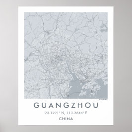 Custom City Map Guangzhou China Wall Art Poster