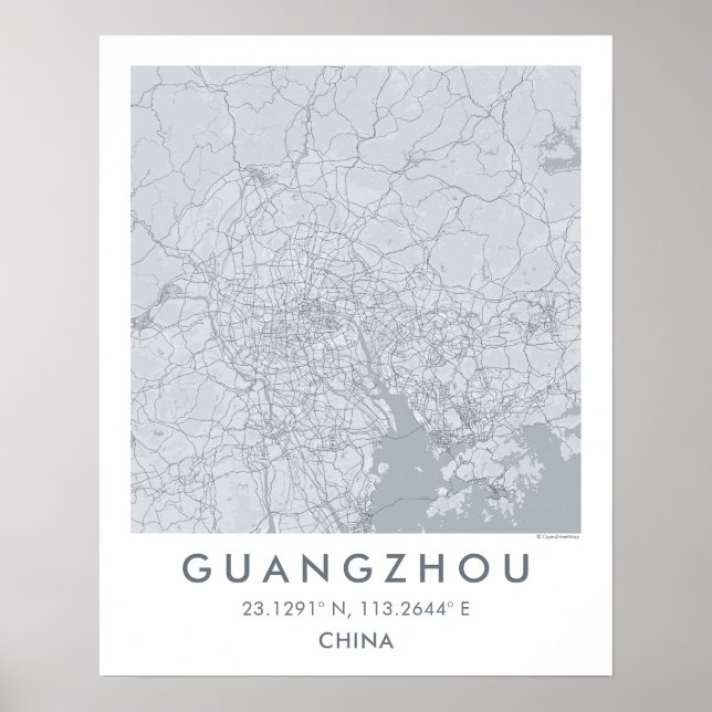 Custom City Map Guangzhou China Wall Art Poster (Vorne)