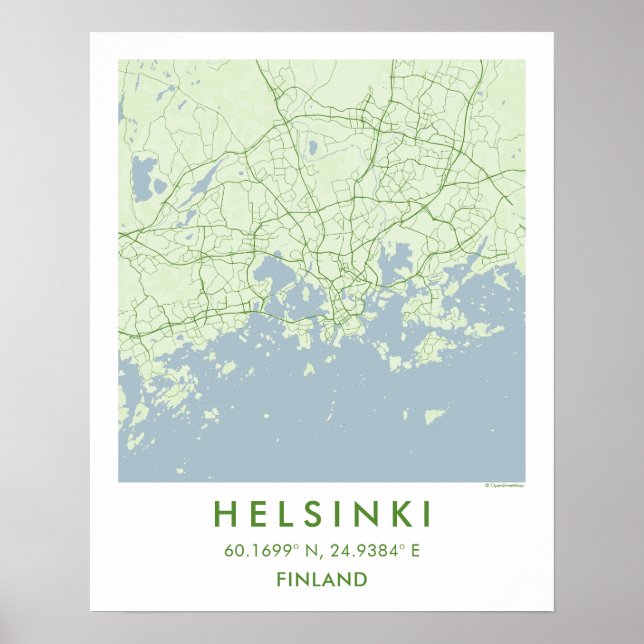 Custom City Map Helsinki Finland Wall Art Poster (Vorne)