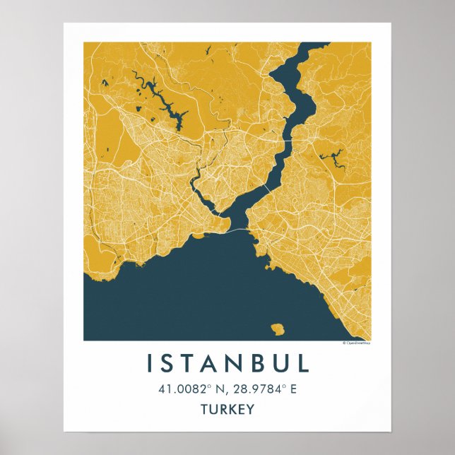 Custom City Map Istanbul Turkey Wall Art Poster (Vorne)