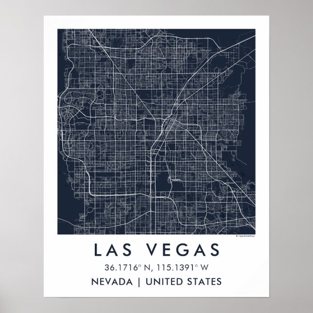 Custom City Map Las Vegas Nevada Wall Art Poster (Vorne)