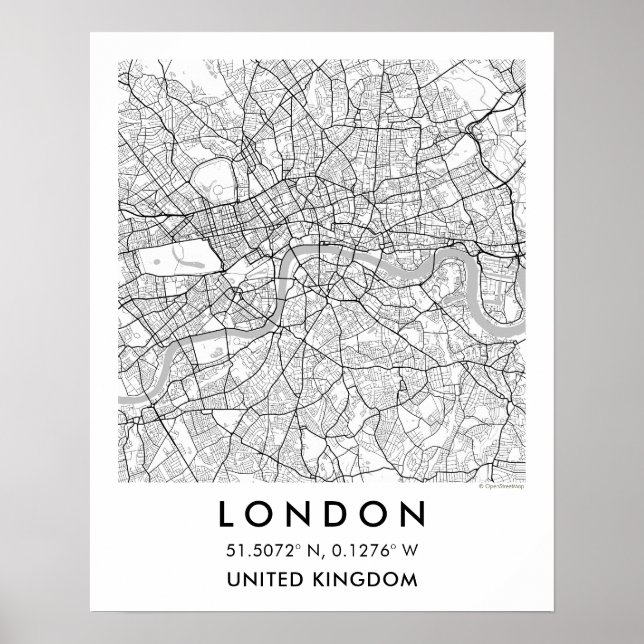 Custom City Map London Wall Art Poster (Vorne)