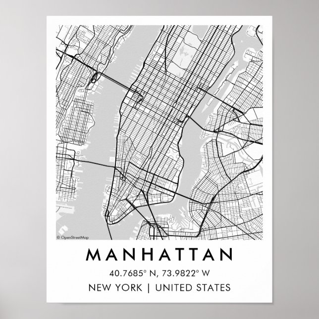 Custom City Map Manhattan New York Poster (Vorne)