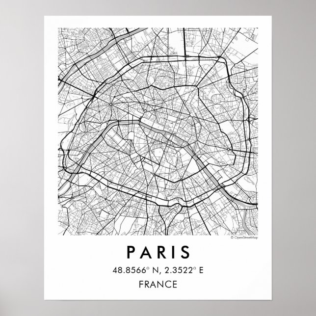 Custom City Map Paris France Poster (Vorne)