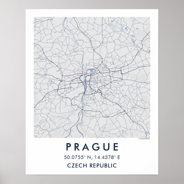 Custom City Map Prague Wall Art Poster (Vorne)