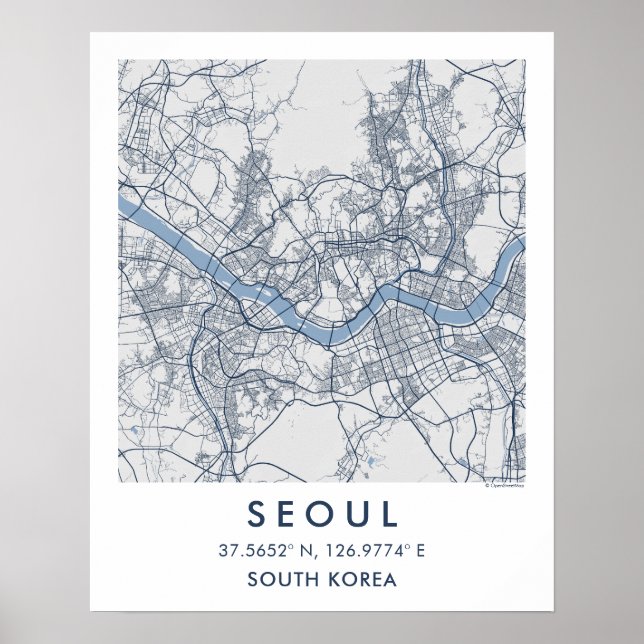 Custom City Map Seoul South Korea Wall Art Poster (Vorne)