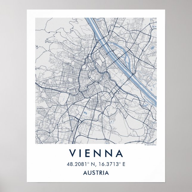 Custom City Map Vienna Austria Wall Art Poster (Vorne)