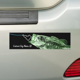 CUSTOM CITY NAME BASS HIER FISHY STRIKING ID AUTOAUFKLEBER