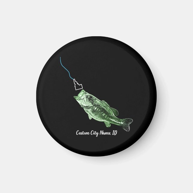 CUSTOM CITY NAME BASS HIER FISHY STRIKING ID MAGNET (Vorne)