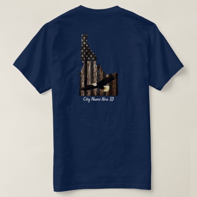 CUSTOM CITY NAME EAGLE BRNT WD - IDAHO PATRIOT BLK T-Shirt (Design Rückseite)