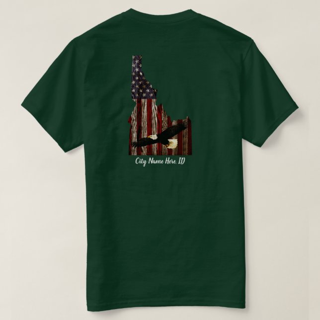 CUSTOM CITY NAME EAGLE BRNT WD - IDAHO PATRIOT CLR T-Shirt (Design Rückseite)