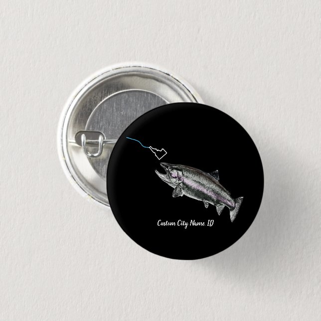 CUSTOM CITY NAME STEELHEAD HIER FISCHY FISHY STK I BUTTON (Vorne & Hinten)