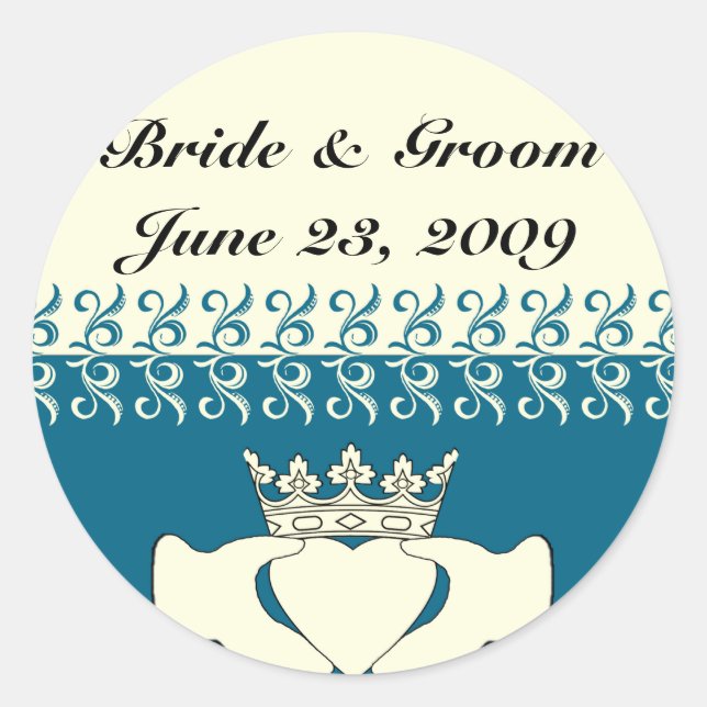 Custom Claddagh Runder Aufkleber (Vorderseite)