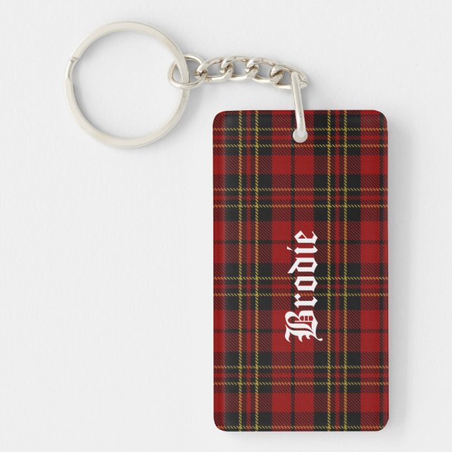 Custom Clan Brodie Tartan Kariert Key Chain Schlüsselanhänger (Vorderseite)