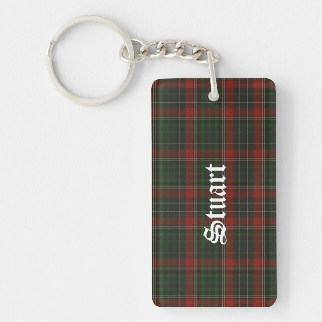 Custom Clan Stuart Tartan Karierte Schlüsselkette Schlüsselanhänger (Vorderseite)