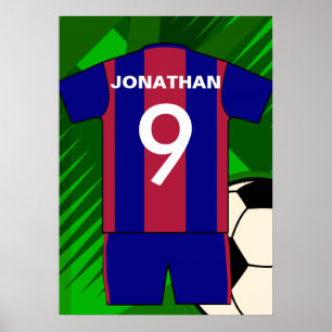 Custom Claret und Blue Football Soccer Jersey Poster