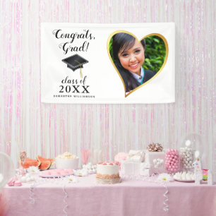 Custom Class 2024 Graduate Foto White Abschluss Banner