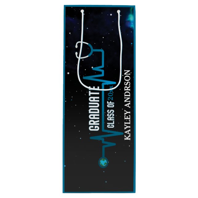 Custom Class of 2023 Future Nurse Geschenktüte Für Weinflaschen (Vorderseite)