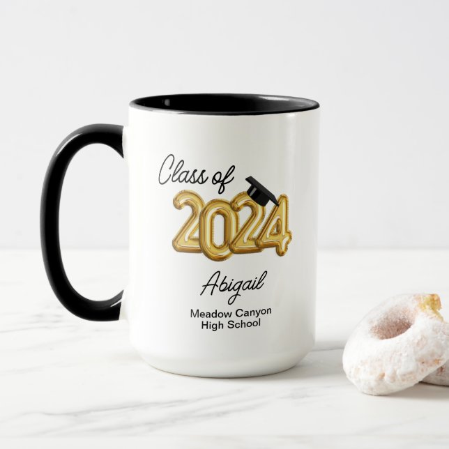Custom Class of 2024 Abschluss Senior Class Tasse (Mit Donut)