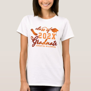 Custom Class of 2024 Graduate Orange Abschluss T-Shirt