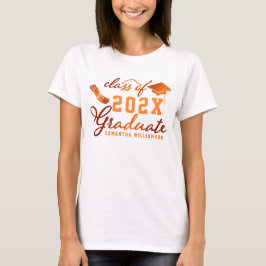 Custom Class of 2025 Graduate Orange Abschluss T-Shirt