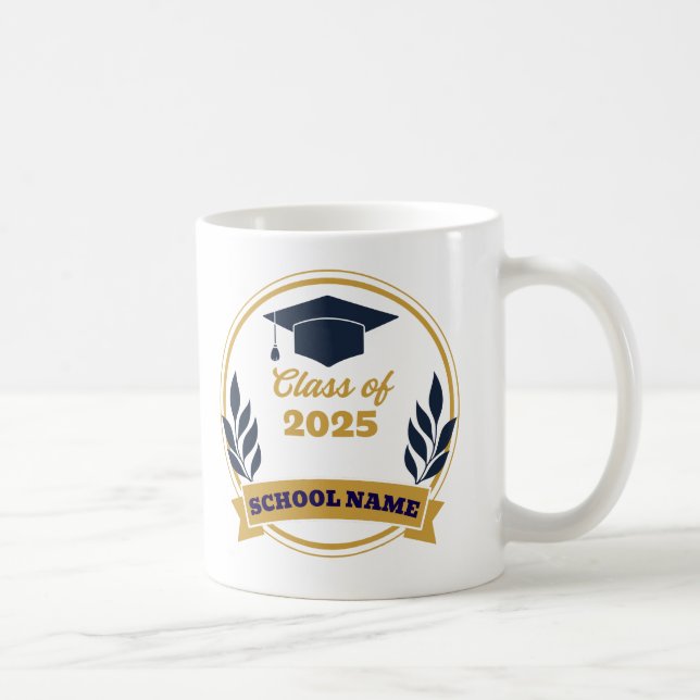 Custom Class [Year] Abschluss & School Name Kaffeetasse (Rechts)