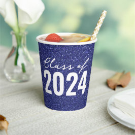 Custom Class Year Navy Blue Glitzer Pappbecher